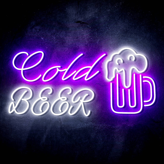 Cold Beer Mug Ultra-Bright LED Sign with Remote (Neon-Style, LED Technology) - Way Up Gifts