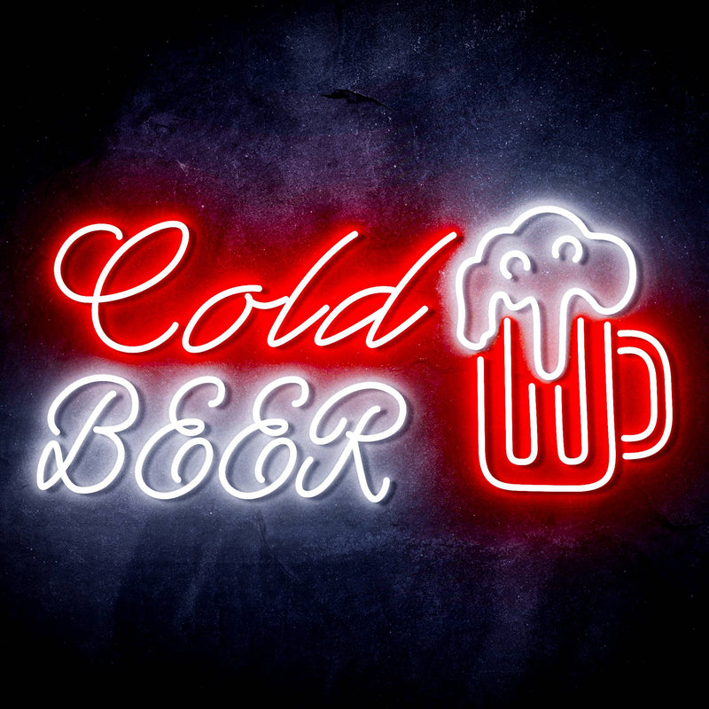 Cold Beer Mug Ultra-Bright LED Sign with Remote (Neon-Style, LED Technology) - LED Gift Works