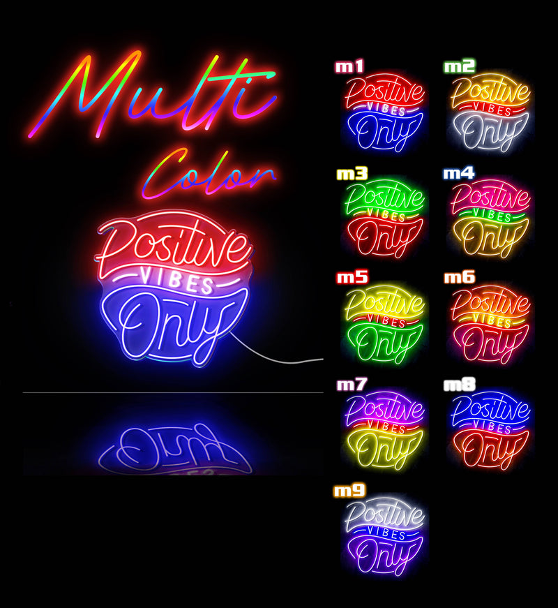 Positive Vibes Only Ultra-Bright LED Sign with Remote (Neon-Style, LED Technology) - LED Gift Works