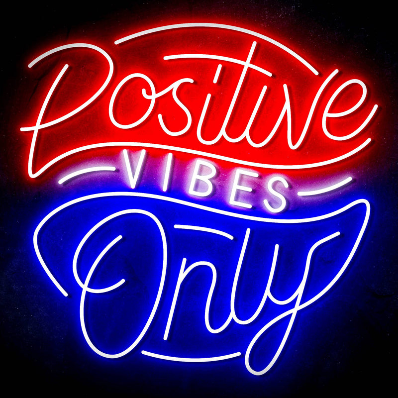 Positive Vibes Only Ultra-Bright LED Sign with Remote (Neon-Style, LED Technology) - LED Gift Works