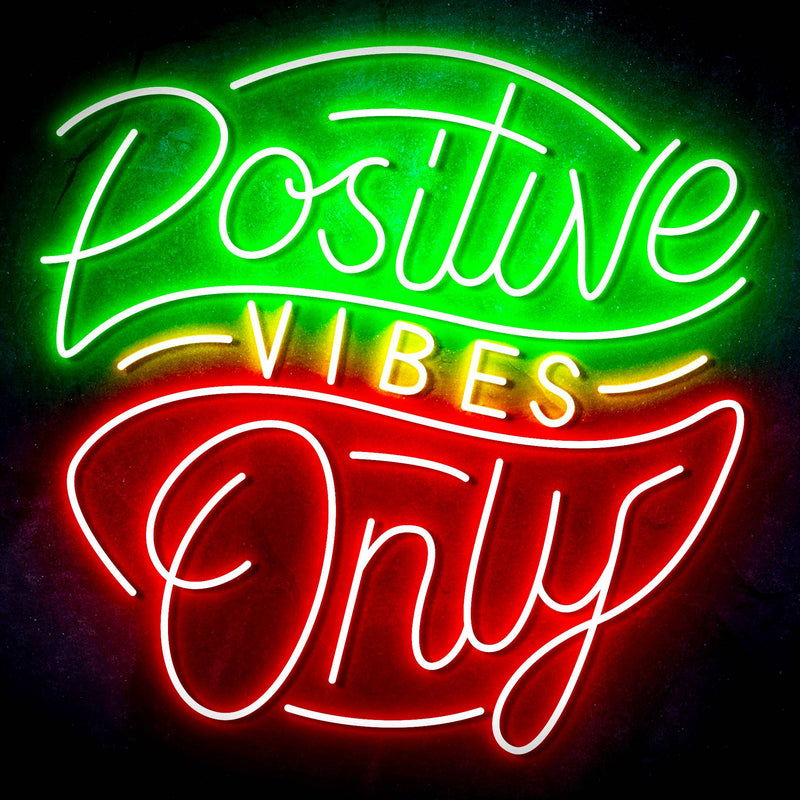 Positive Vibes Only Ultra-Bright LED Sign with Remote (Neon-Style, LED Technology) - LED Gift Works