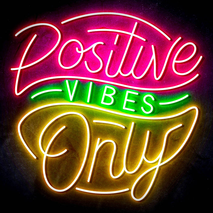 Positive Vibes Only Ultra-Bright LED Sign with Remote (Neon-Style, LED Technology) - Way Up Gifts