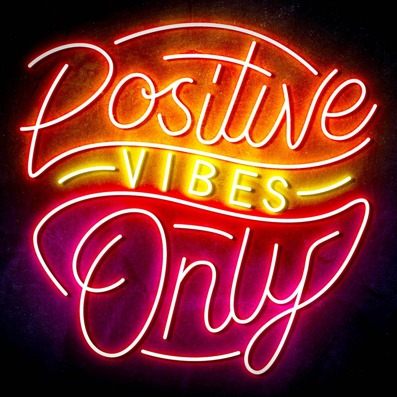 Positive Vibes Only Ultra-Bright LED Sign with Remote (Neon-Style, LED Technology) - LED Gift Works