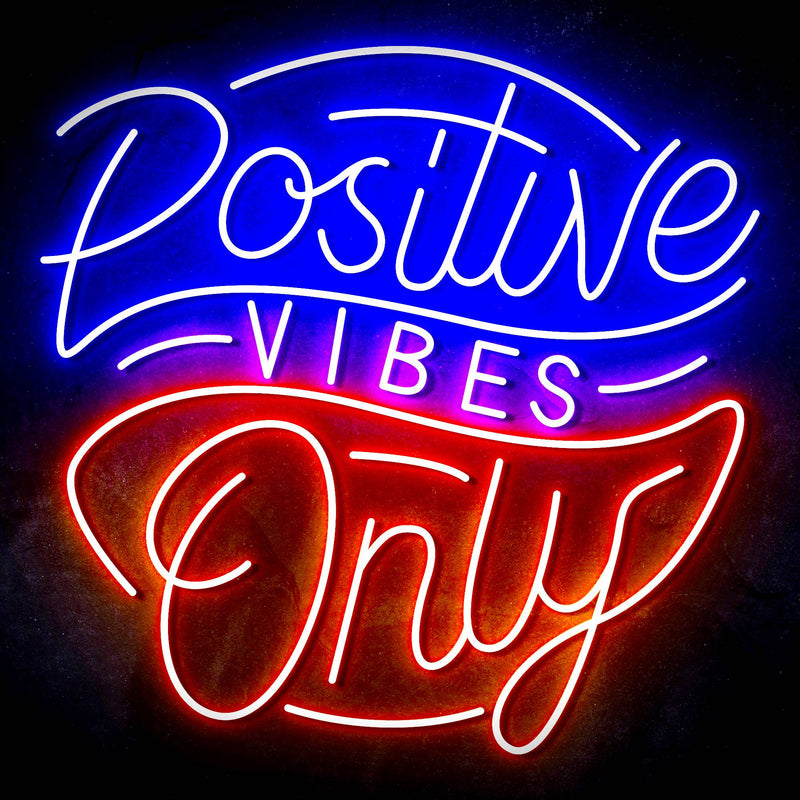 Positive Vibes Only Ultra-Bright LED Sign with Remote (Neon-Style, LED Technology) - LED Gift Works
