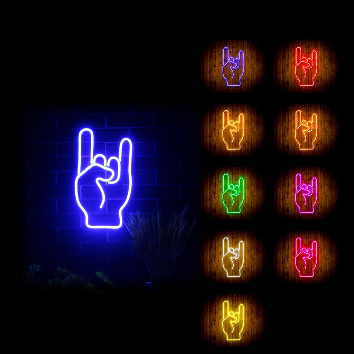 Rock & Roll Sign of the Horns Flex Silicone LED Sign (Neon-Style, LED Technology) - Way Up Gifts