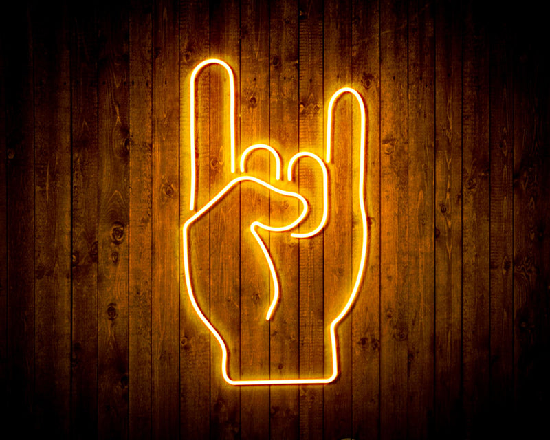 Rock & Roll Sign of the Horns Flex Silicone LED Sign (Neon-Style, LED Technology) - LED Gift Works