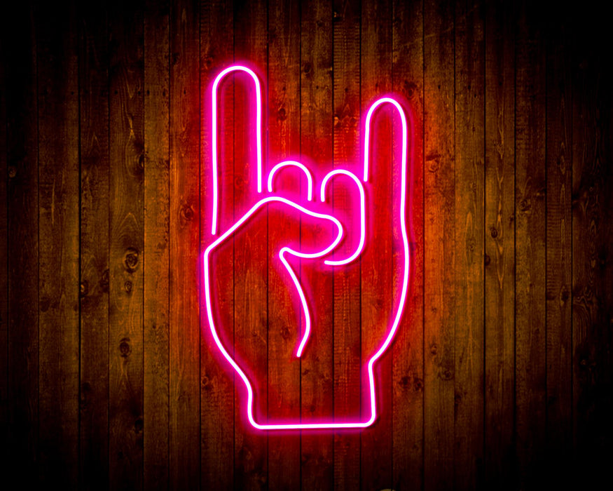 Rock & Roll Sign of the Horns Flex Silicone LED Sign (Neon-Style, LED Technology) - Way Up Gifts
