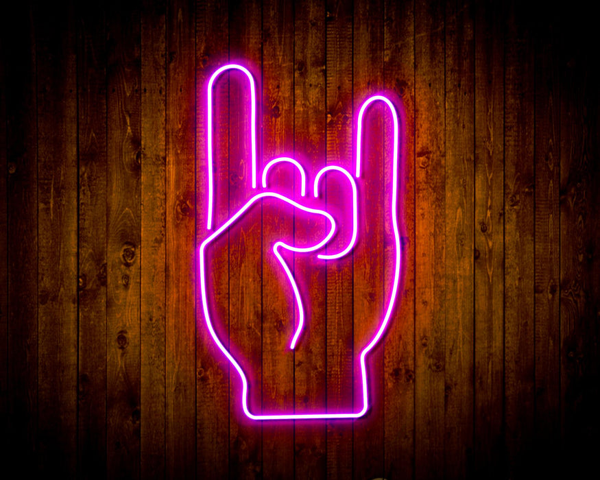 Rock & Roll Sign of the Horns Flex Silicone LED Sign (Neon-Style, LED Technology) - Way Up Gifts
