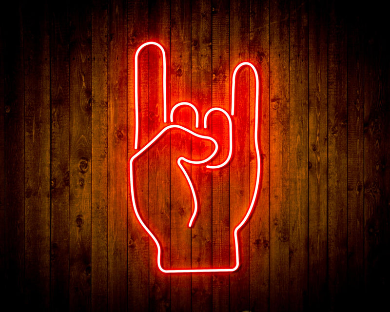 Rock & Roll Sign of the Horns Flex Silicone LED Sign (Neon-Style, LED Technology) - LED Gift Works