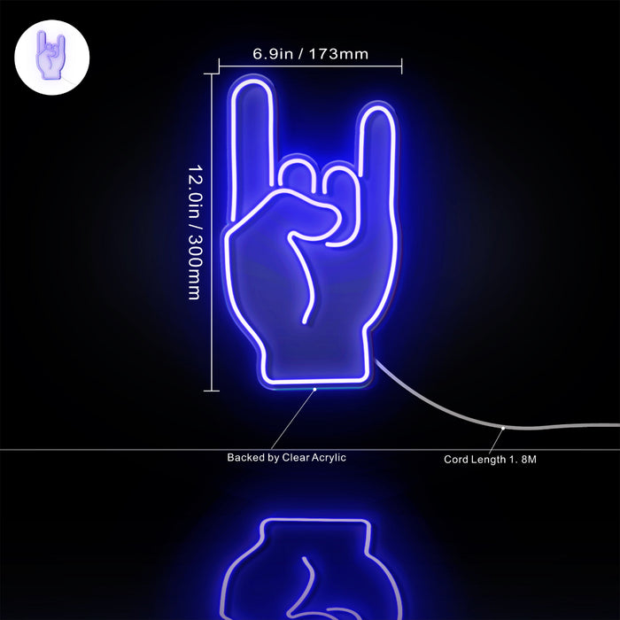 Rock & Roll Sign of the Horns Flex Silicone LED Sign (Neon-Style, LED Technology) - Way Up Gifts
