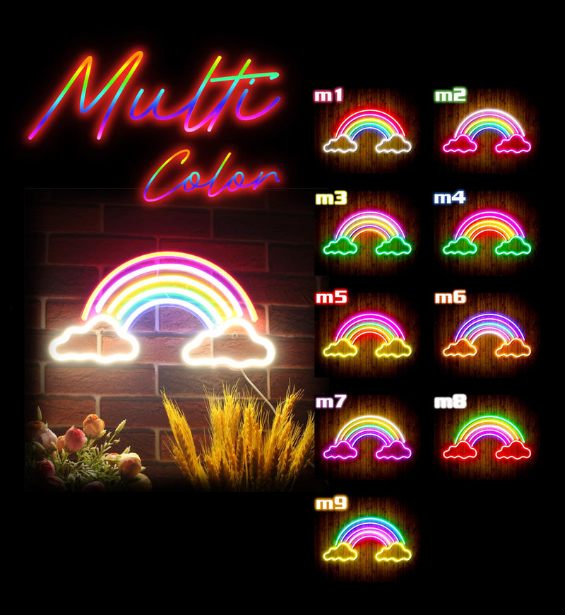 Clouds with Rainbow Kid Room Flex Silicone LED Sign (Neon-Style, LED Technology) - LED Gift Works