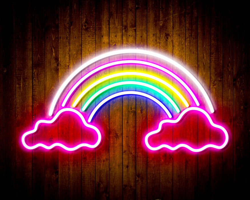 Clouds with Rainbow Kid Room Flex Silicone LED Sign (Neon-Style, LED Technology) - Way Up Gifts