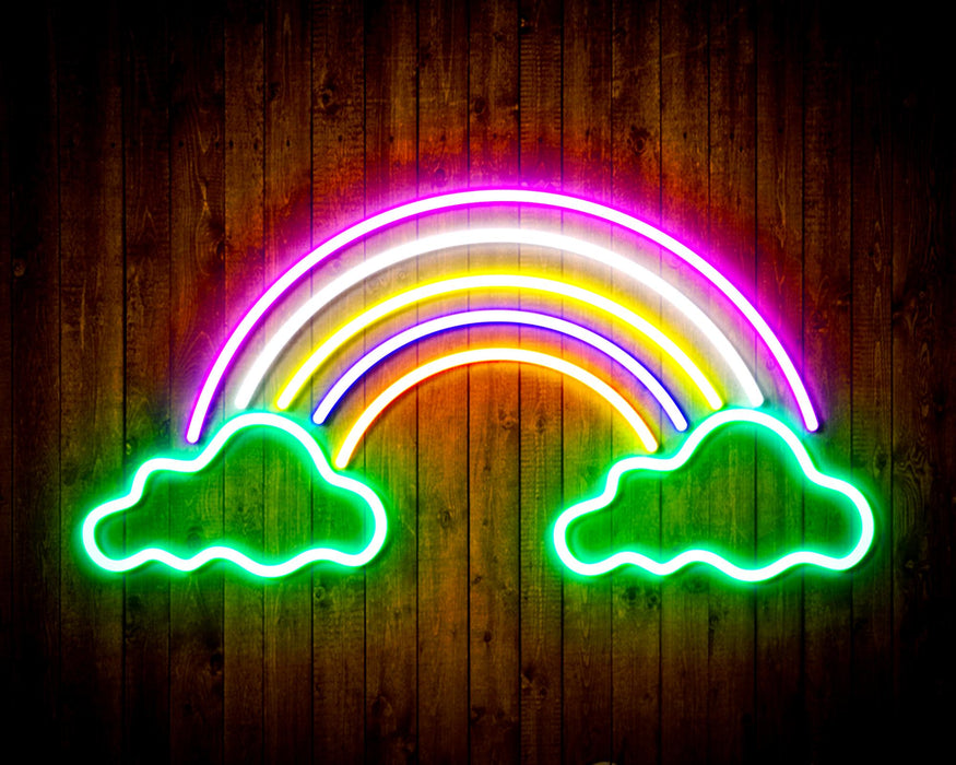 Clouds with Rainbow Kid Room Flex Silicone LED Sign (Neon-Style, LED Technology) - Way Up Gifts