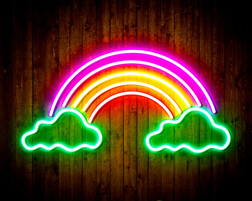 Clouds with Rainbow Kid Room Flex Silicone LED Sign (Neon-Style, LED Technology) - Way Up Gifts
