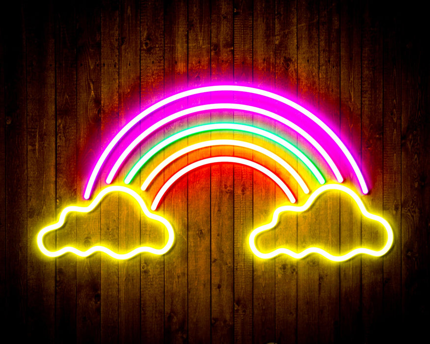 Clouds with Rainbow Kid Room Flex Silicone LED Sign (Neon-Style, LED Technology) - Way Up Gifts