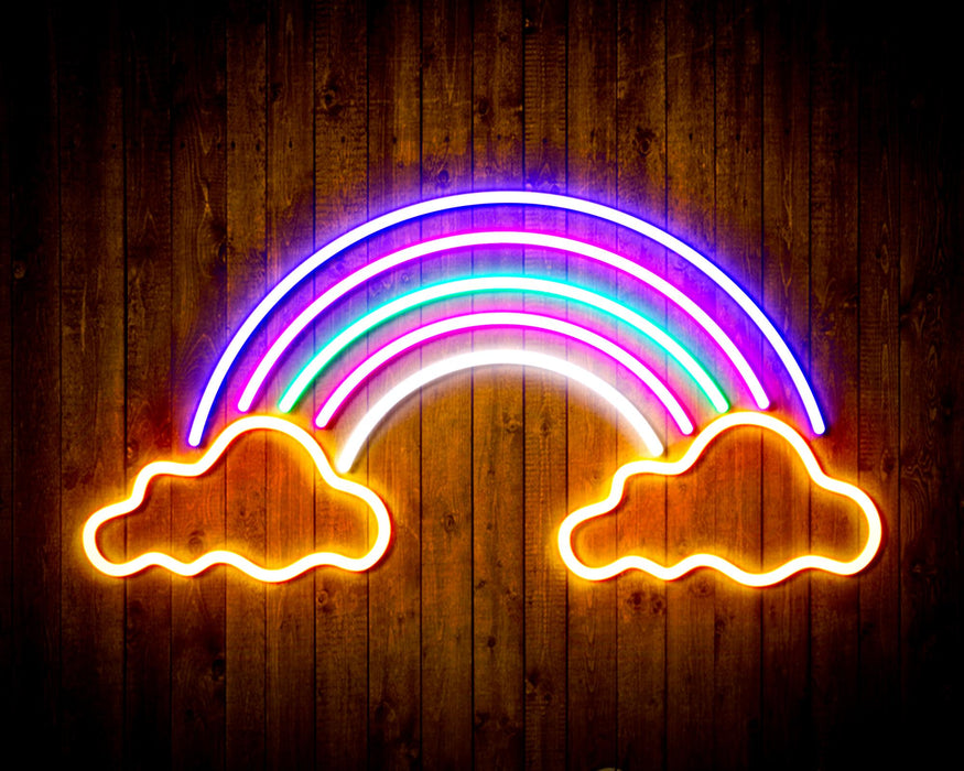 Clouds with Rainbow Kid Room Flex Silicone LED Sign (Neon-Style, LED Technology) - Way Up Gifts