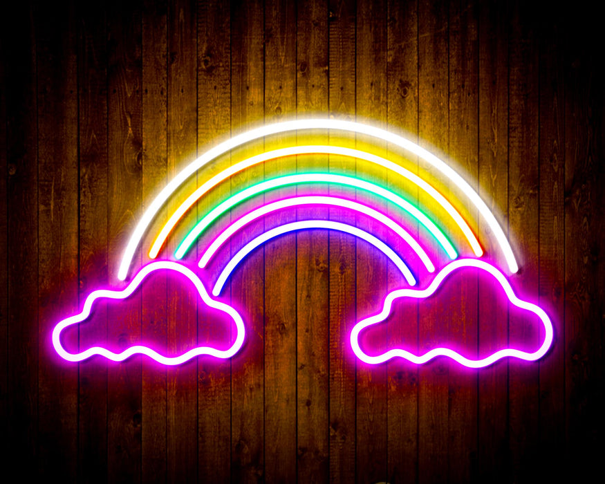 Clouds with Rainbow Kid Room Flex Silicone LED Sign (Neon-Style, LED Technology) - Way Up Gifts