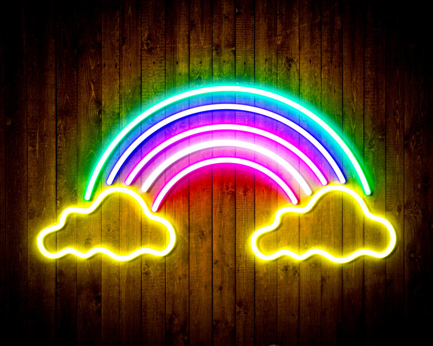 Clouds with Rainbow Kid Room Flex Silicone LED Sign (Neon-Style, LED Technology) - Way Up Gifts