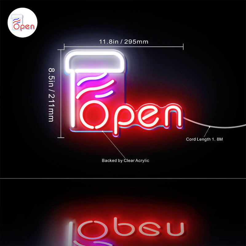 Barber Open Flex Silicone LED Sign (Neon-Style, LED Technology) - LED Gift Works