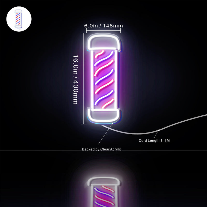 Barber Pole Flex Silicone LED Sign (Neon-Style, LED Technology) - LED Gift Works