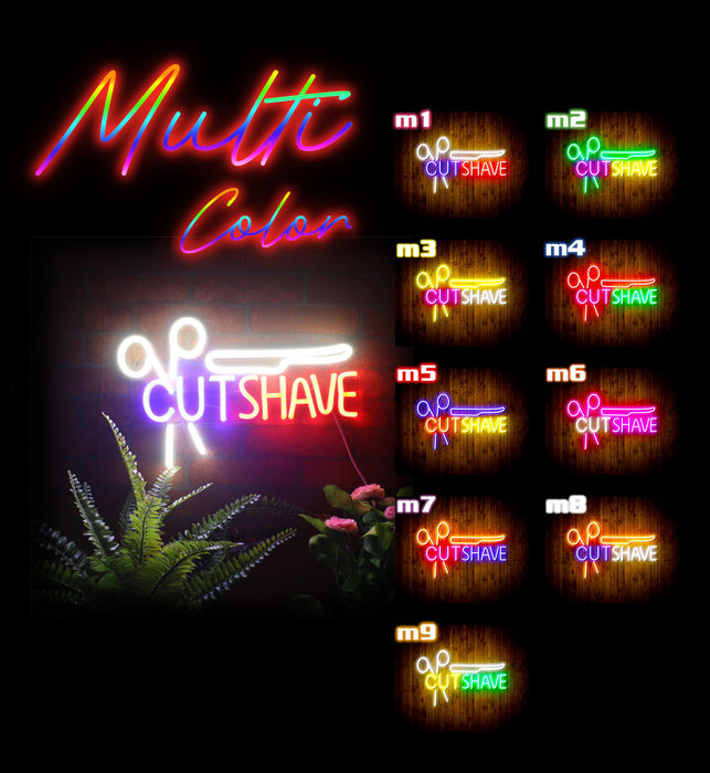 Barber Hair Cut Shave Flex Silicone LED Sign (Neon-Style, LED Technology) - Way Up Gifts