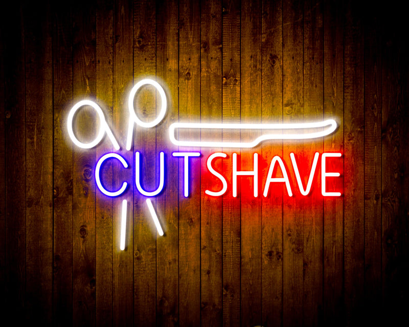 Barber Hair Cut Shave Flex Silicone LED Sign (Neon-Style, LED Technology) - LED Gift Works