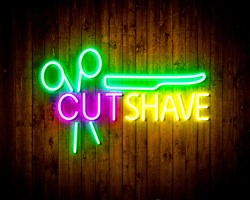 Barber Hair Cut Shave Flex Silicone LED Sign (Neon-Style, LED Technology) - LED Gift Works