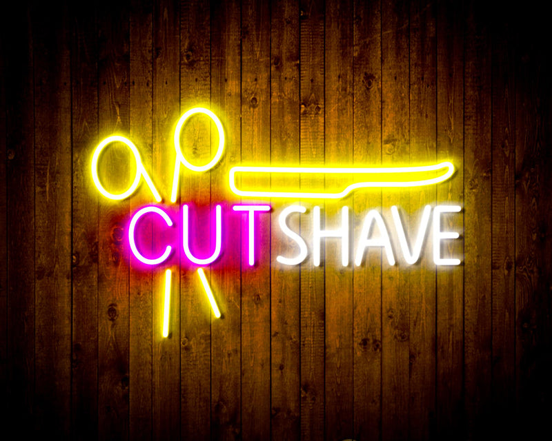 Barber Hair Cut Shave Flex Silicone LED Sign (Neon-Style, LED Technology) - LED Gift Works