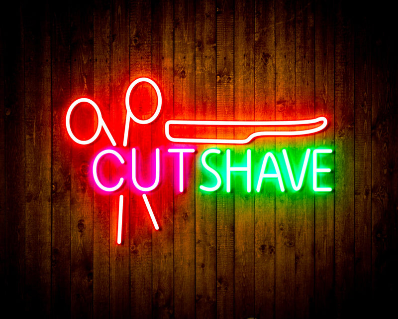 Barber Hair Cut Shave Flex Silicone LED Sign (Neon-Style, LED Technology) - LED Gift Works