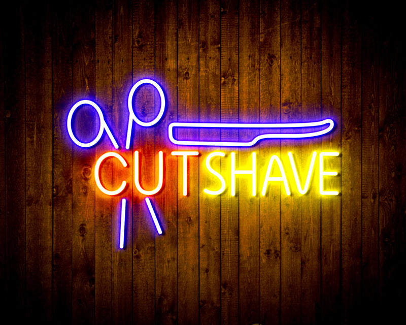 Barber Hair Cut Shave Flex Silicone LED Sign (Neon-Style, LED Technology) - LED Gift Works