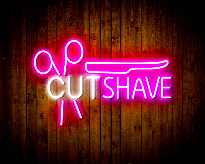 Barber Hair Cut Shave Flex Silicone LED Sign (Neon-Style, LED Technology) - LED Gift Works
