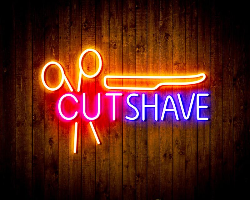 Barber Hair Cut Shave Flex Silicone LED Sign (Neon-Style, LED Technology) - LED Gift Works