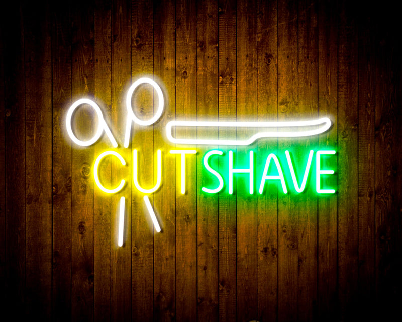 Barber Hair Cut Shave Flex Silicone LED Sign (Neon-Style, LED Technology) - LED Gift Works