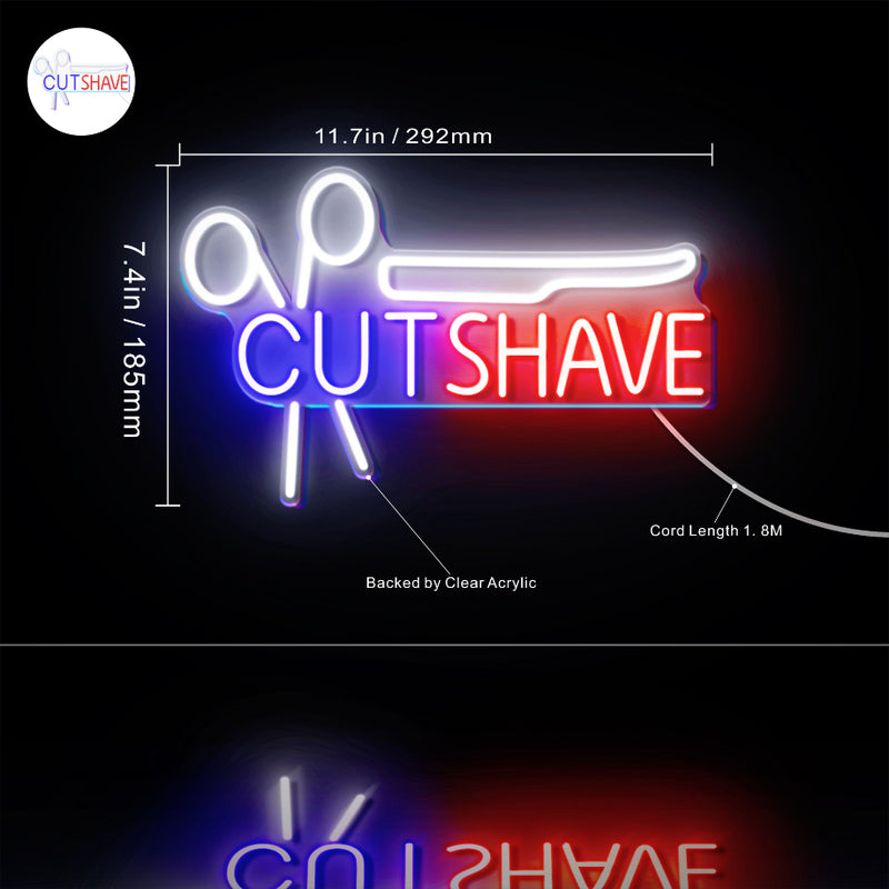 Barber Hair Cut Shave Flex Silicone LED Sign (Neon-Style, LED Technology) - LED Gift Works