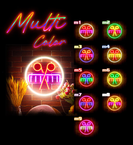 Barber Scissors Comb Flex Silicone LED Sign (Neon-Style, LED Technology) - LED Gift Works