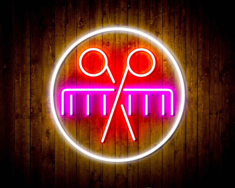 Barber Scissors Comb Flex Silicone LED Sign (Neon-Style, LED Technology) - LED Gift Works