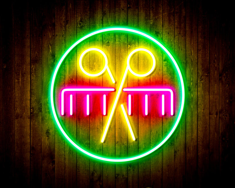 Barber Scissors Comb Flex Silicone LED Sign (Neon-Style, LED Technology) - LED Gift Works