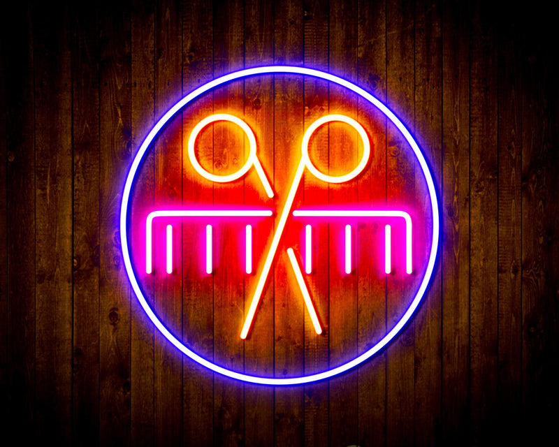 Barber Scissors Comb Flex Silicone LED Sign (Neon-Style, LED Technology) - LED Gift Works