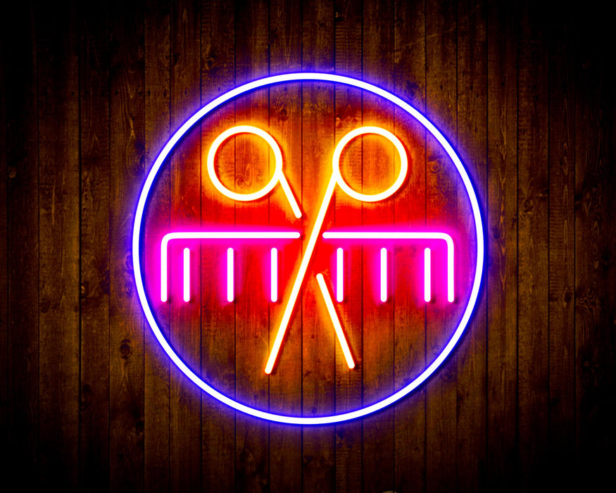 Barber Scissors Comb Flex Silicone LED Sign (Neon-Style, LED Technology) - Way Up Gifts