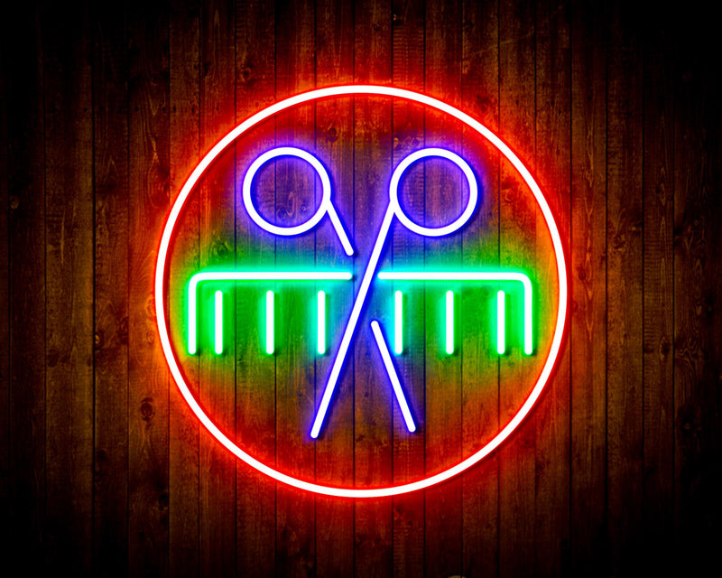 Barber Scissors Comb Flex Silicone LED Sign (Neon-Style, LED Technology) - LED Gift Works