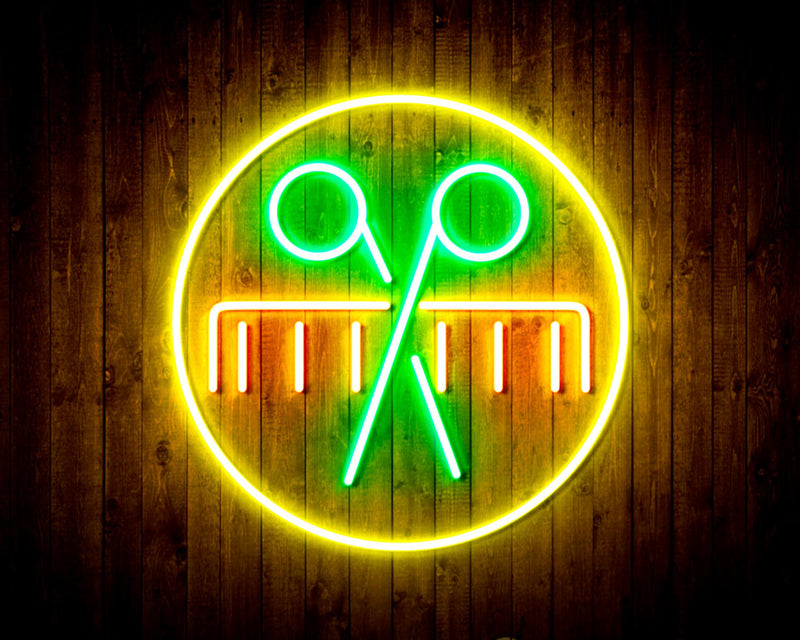 Barber Scissors Comb Flex Silicone LED Sign (Neon-Style, LED Technology) - LED Gift Works