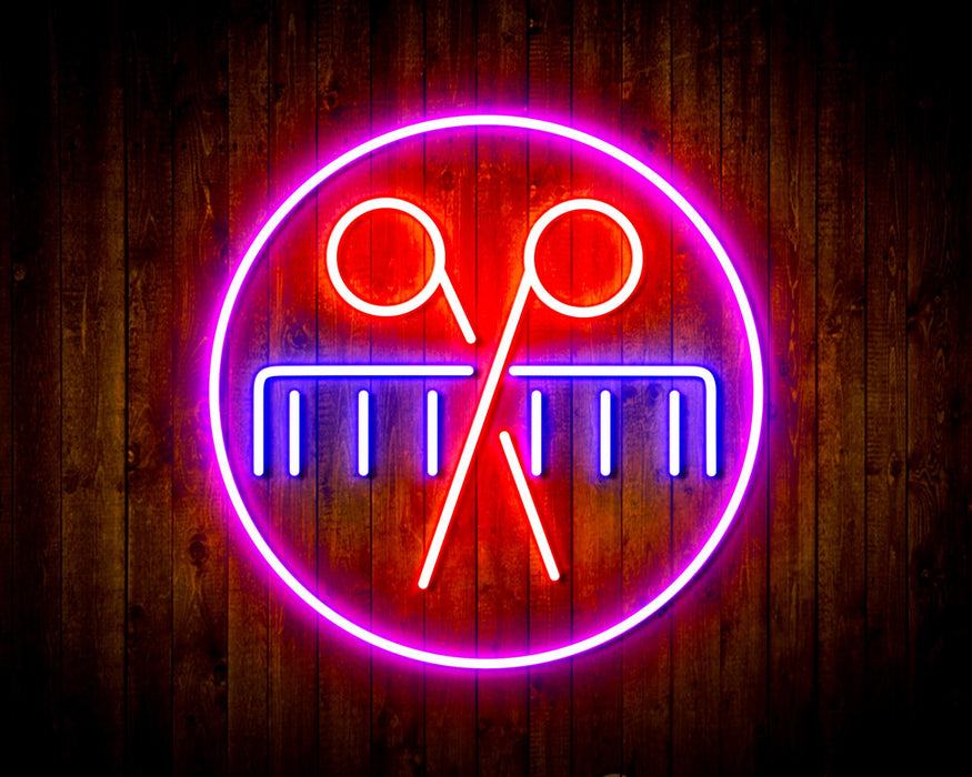 Barber Scissors Comb Flex Silicone LED Sign (Neon-Style, LED Technology) - Way Up Gifts