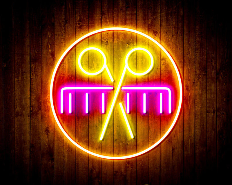 Barber Scissors Comb Flex Silicone LED Sign (Neon-Style, LED Technology) - LED Gift Works