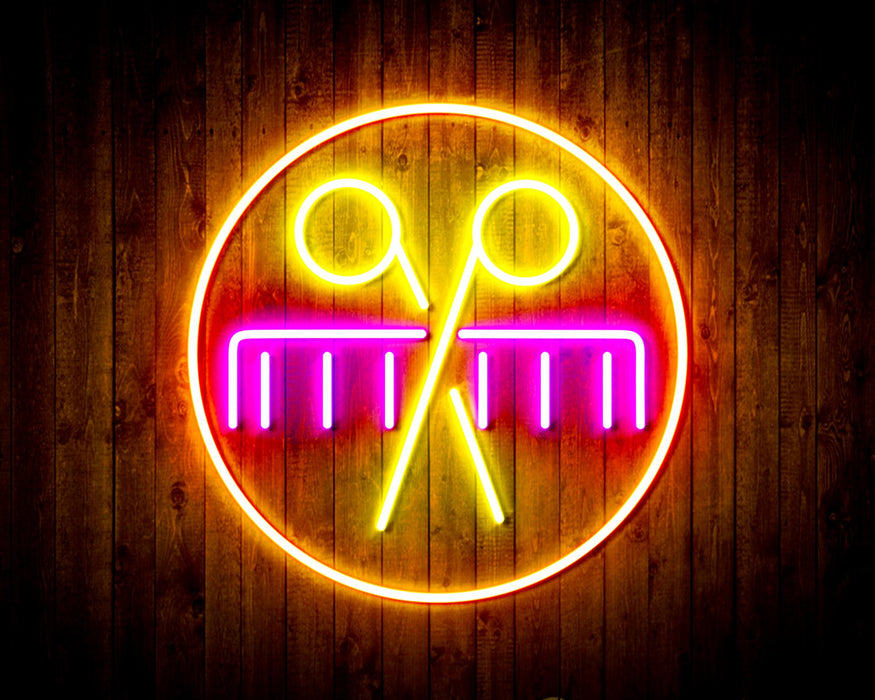 Barber Scissors Comb Flex Silicone LED Sign (Neon-Style, LED Technology) - Way Up Gifts