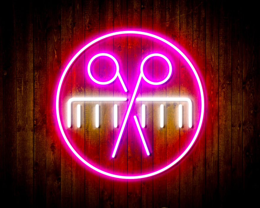 Barber Scissors Comb Flex Silicone LED Sign (Neon-Style, LED Technology) - Way Up Gifts