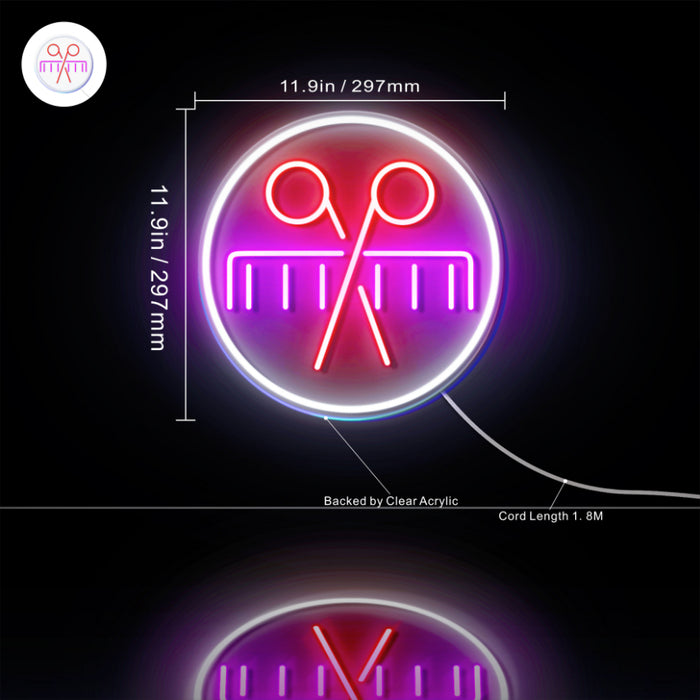 Barber Scissors Comb Flex Silicone LED Sign (Neon-Style, LED Technology) - Way Up Gifts