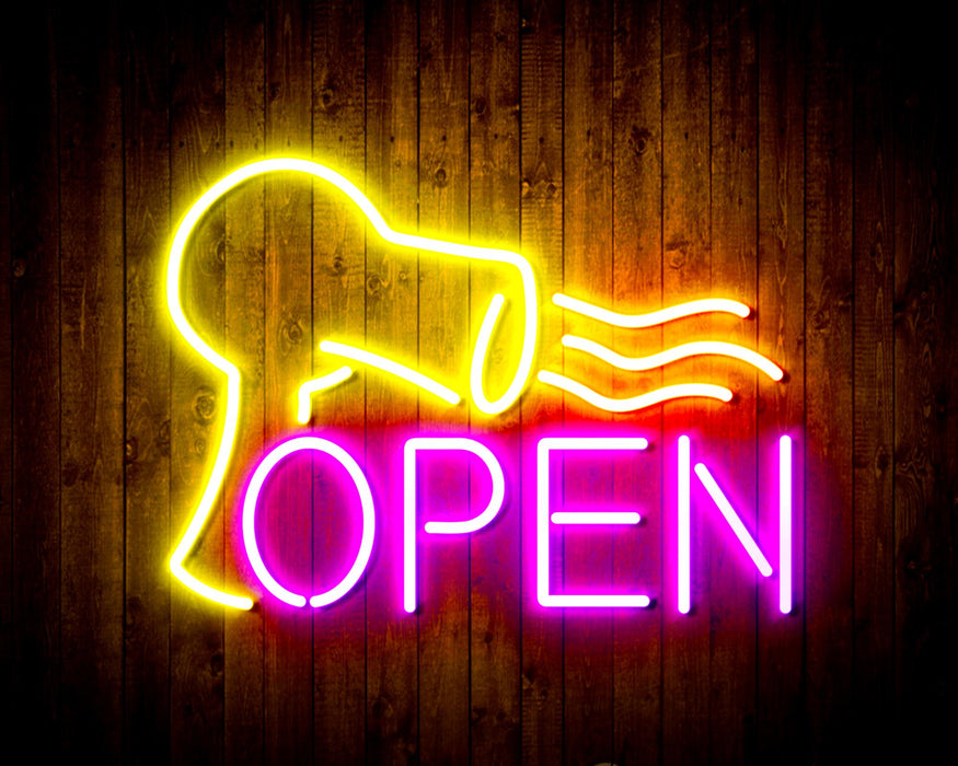 Hair Dryer Salon Open Flex Silicone LED Sign (Neon-Style, LED Technology) - Way Up Gifts