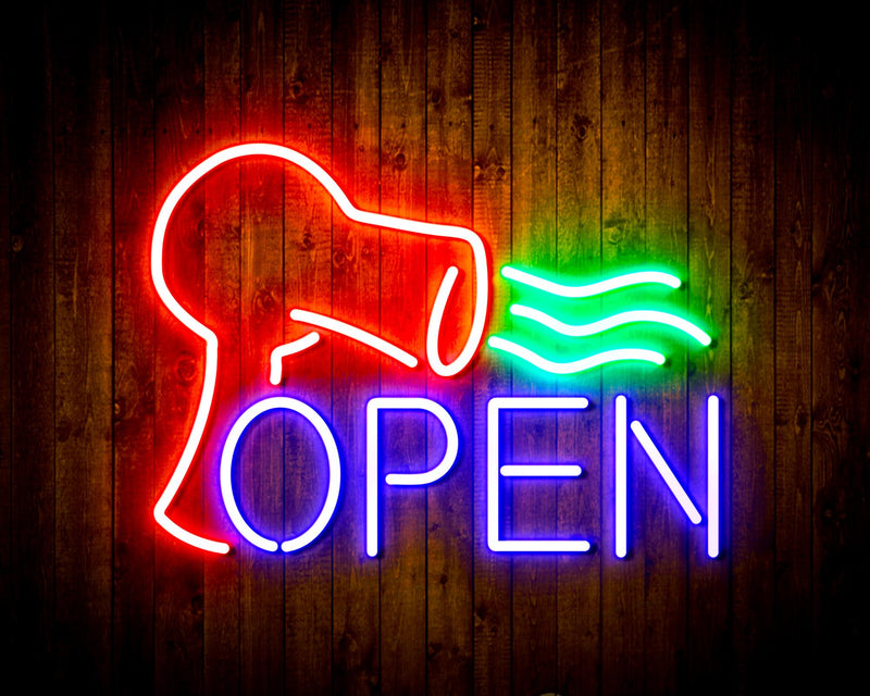 Hair Dryer Salon Open Flex Silicone LED Sign (Neon-Style, LED Technology) - LED Gift Works
