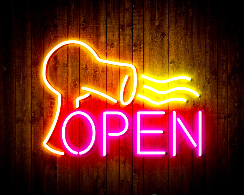 Hair Dryer Salon Open Flex Silicone LED Sign (Neon-Style, LED Technology) - LED Gift Works