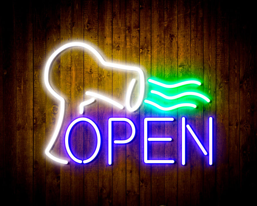 Hair Dryer Salon Open Flex Silicone LED Sign (Neon-Style, LED Technology) - Way Up Gifts